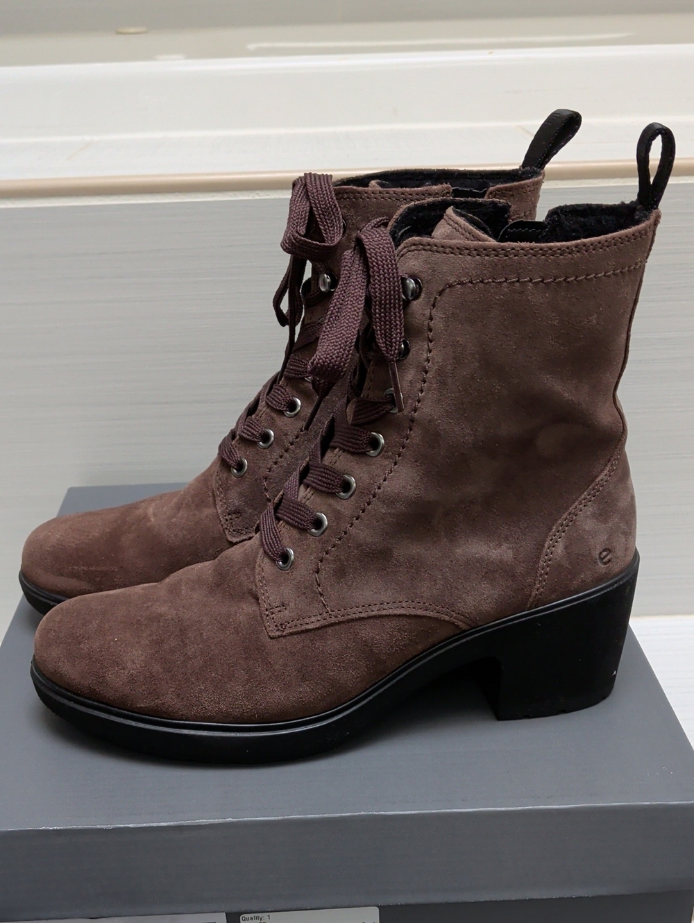 ECCO Metropole Zurich Women's Dark Brown Suede Lace-Up Heeled Winter Ankle Boots